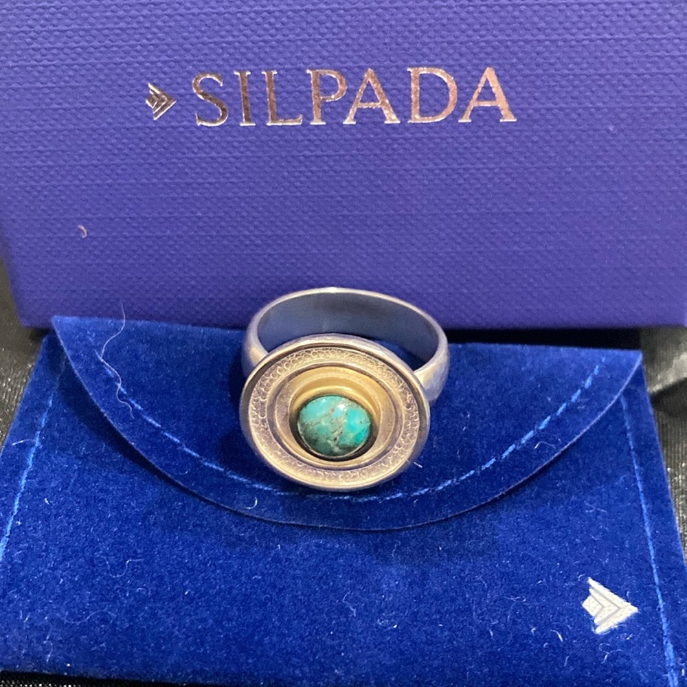 Silpada turquoise 2 tone sterling ring size 9